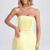Haisley Bandeau-Minikleid mit strukturiertem Tulpenrock in Lemon Sherbet