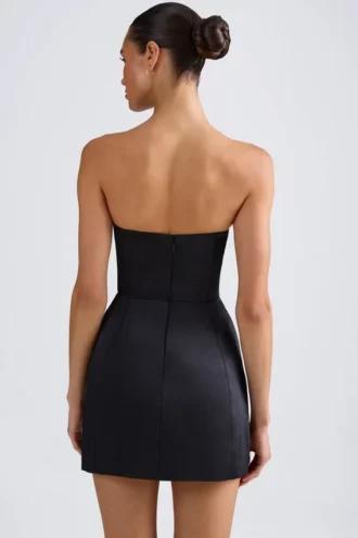 Haisley Bandeau-Minikleid mit strukturierter Tulpenform in Schwarz