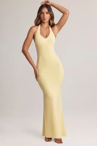 Hallie Modal-Maxikleid mit Neckholder in Lemon Sherbet