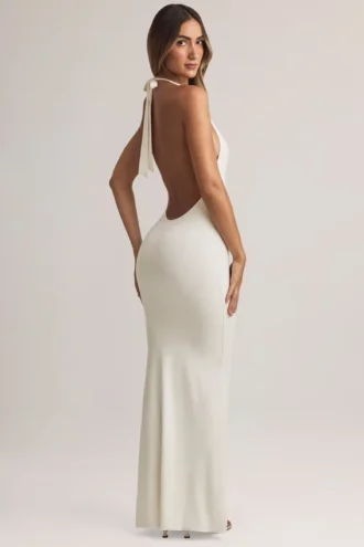 Hallie Modal-Maxikleid mit Neckholder in Weiß