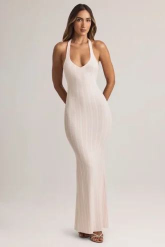 Hallie Modal-Maxikleid mit Neckholder und Streifenmuster