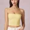 Hania Modal-Oberteil mit Broderie Anglaise in Zitronengelb