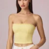 Hania Modal-Oberteil mit Broderie Anglaise in Zitronengelb