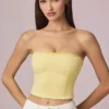 Hania Modal-Oberteil mit Broderie Anglaise in Zitronengelb