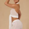 Harbour Crop-Top mit Bindeband vorne und Neckholder in Weiß Harbour Crop-Top mit Bindeband vorne und Neckholder in Weiß