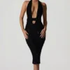 Harlyn Midaxi-Kleid mit Verzierungen, Cut-outs und offenem Rücken in Schwarz Harlyn Midaxi-Kleid mit Verzierungen, Cut-outs und offenem Rücken in Schwarz