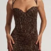 Haruna Asymmetrisches Rüschen-Korsettkleid mit Leopardenmuster Haruna Asymmetrisches Rüschen-Korsettkleid mit Leopardenmuster