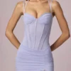 Haruna gerafftes asymmetrisches Korsettkleid in Lila Haruna gerafftes asymmetrisches Korsettkleid in Lila