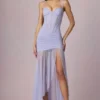 Haruna gerafftes asymmetrisches Korsettkleid in Lila Haruna gerafftes asymmetrisches Korsettkleid in Lila