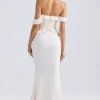 Hemera Off-Shoulder-Kleid mit Rüschenbesatz in Elfenbein Hemera Off-Shoulder-Kleid mit Rüschenbesatz in Elfenbein