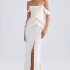 Hemera Off-Shoulder-Kleid mit Rüschenbesatz in Elfenbein Hemera Off-Shoulder-Kleid mit Rüschenbesatz in Elfenbein
