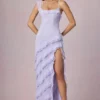 Hera Asymmetrisches Rüschen-Schnürkleid in Lila