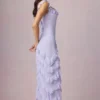 Hera Asymmetrisches Rüschen-Schnürkleid in Lila