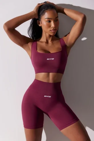 High-Waist-Bikershorts „Super Sculpt“ in Pflaume
