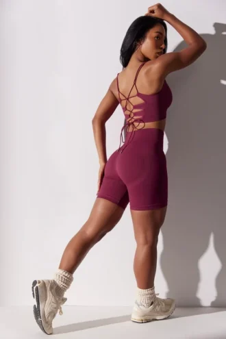 High-Waist-Bikershorts „Super Sculpt“ in Pflaume
