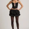 Imani Minirock mit mehrlagigem Bubble-Saum und mittlerer Leibhöhe in Schwarz Imani Minirock mit mehrlagigem Bubble-Saum und mittlerer Leibhöhe in Schwarz