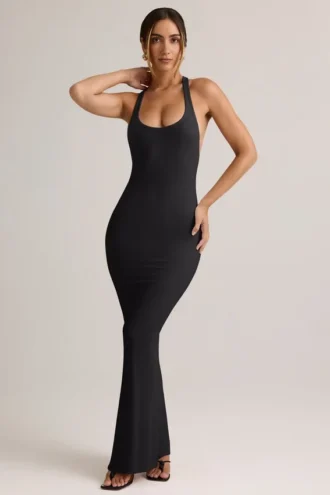 Imelda Modal-Maxikleid mit Racerback in Schwarz