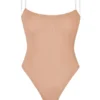 Intimates Bodys aus weichem Mesh mit unsichtbaren Trägern und String in Warm Peach