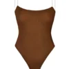 Intimates Soft Mesh Invisible Strap Thong Bodys in Chestnut