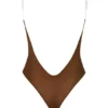 Intimates Soft Mesh Invisible Strap Thong Bodys in Chestnut