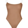 Intimates Soft Mesh Invisible Strap Thong Bodys in Honig