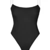 Intimates Soft Mesh Invisible Strap Thong Bodys in Schwarz