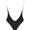 Intimates Soft Mesh Invisible Strap Thong Bodys in Schwarz