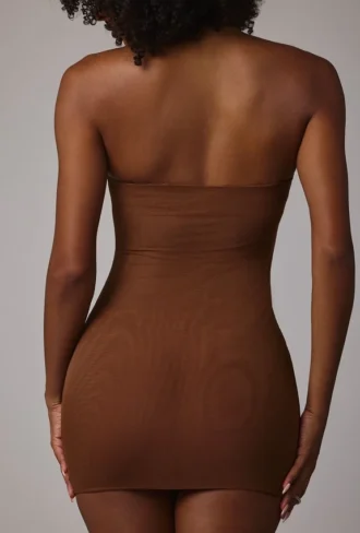 Intimates Soft Sheer-Mesh Bandeau Mini-Slipkleid in Mokka