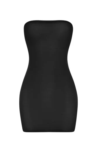 Intimates Soft Sheer-Mesh Bandeau Mini-Slipkleid in Schwarz