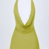 Iona Minikleid mit Wasserfallausschnitt und Rückenausschnitt in Olivgrün Iona Minikleid mit Wasserfallausschnitt und Rückenausschnitt in Olivgrün