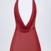 Iona Minikleid mit Wasserfallausschnitt und rückenfreiem Design in Dark Cherry Iona Minikleid mit Wasserfallausschnitt und rückenfreiem Design in Dark Cherry