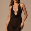 Iona Minikleid mit Wasserfallausschnitt und rückenfreiem Design in Schwarz Iona Minikleid mit Wasserfallausschnitt und rückenfreiem Design in Schwarz