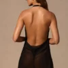 Iona Minikleid mit Wasserfallausschnitt und rückenfreiem Design in Schwarz Iona Minikleid mit Wasserfallausschnitt und rückenfreiem Design in Schwarz