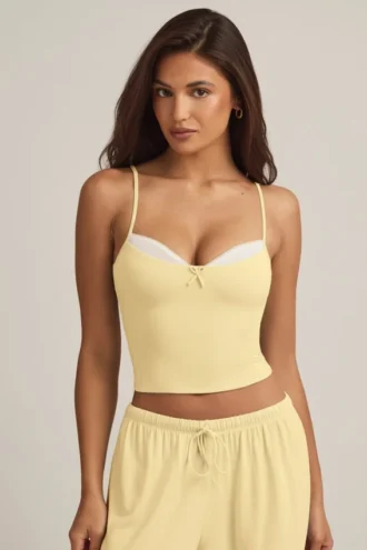 Isalie Modal-Camisole-Pyjama-Oberteil in Pastellgelb