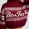 Jacquard-Strick-Cropped-Pullover in Crimson Red Jacquard-Strick-Cropped-Pullover in Crimson Red