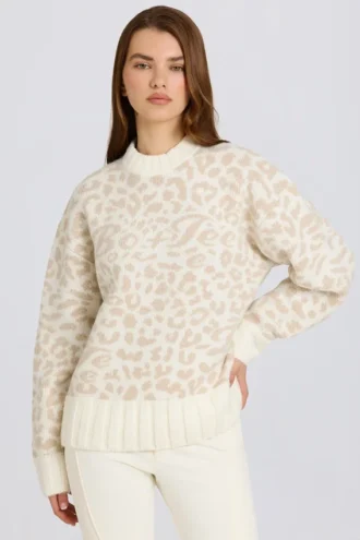 Jacquard-Strick-Oversize-Pullover in Ice
