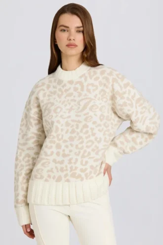 Jacquard-Strick-Oversize-Pullover in Ice