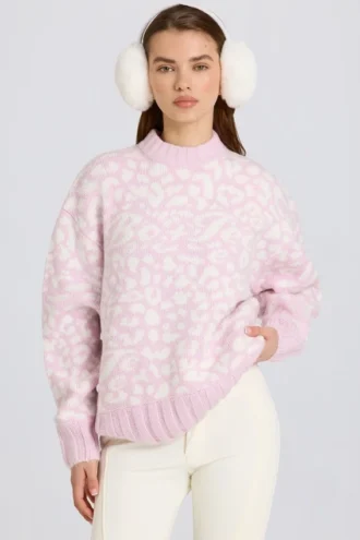 Jacquard-Strick-Oversize-Pullover in Pink