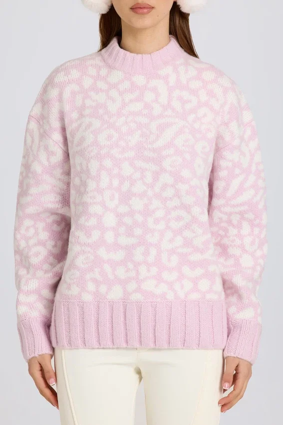 Jacquard-Strick-Oversize-Pullover in Pink Jacquard-Strick-Oversize-Pullover in Pink