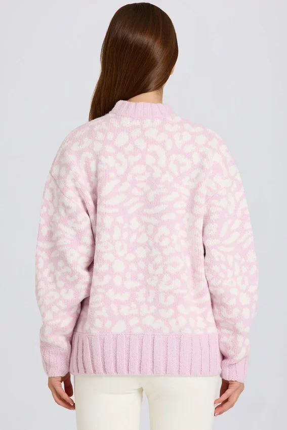 Jacquard-Strick-Oversize-Pullover in Pink Jacquard-Strick-Oversize-Pullover in Pink