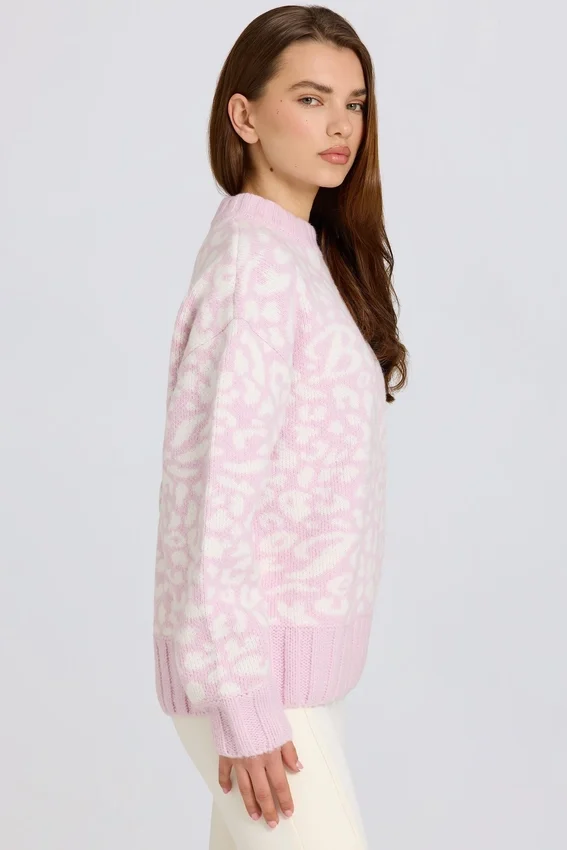 Jacquard-Strick-Oversize-Pullover in Pink Jacquard-Strick-Oversize-Pullover in Pink