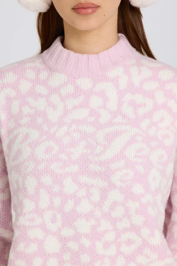 Jacquard-Strick-Oversize-Pullover in Pink Jacquard-Strick-Oversize-Pullover in Pink
