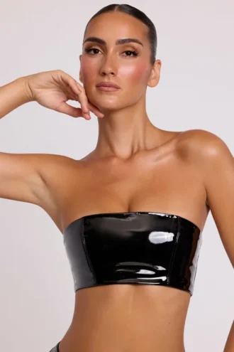 Jadis Vinyl-Bandeau-Bralette in Schwarz