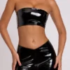 Jadis Vinyl-Bandeau-Bralette in Schwarz