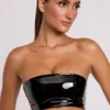 Jadis Vinyl-Bandeau-Bralette in Schwarz