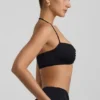 Jerika Slinky Jersey Bralette mit Metallverzierung und Neckholder-Ausschnitt in Schwarz