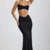 Jerika Slinky Jersey Bralette mit Metallverzierung und Neckholder-Ausschnitt in Schwarz