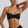 Jerika Slinky Jersey Bralette mit Metallverzierung und Neckholder-Ausschnitt in Schwarz