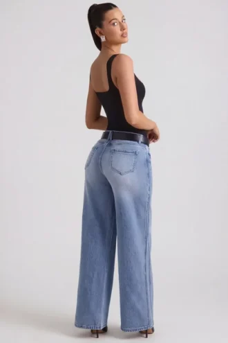Jeylan Low-Rise-Jeans mit weitem Bein in Vintage-Waschung Jeylan Low-Rise-Jeans mit weitem Bein in Vintage-Waschung