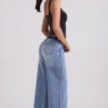 Jeylan Low-Rise-Jeans mit weitem Bein in Vintage-Waschung Jeylan Low-Rise-Jeans mit weitem Bein in Vintage-Waschung